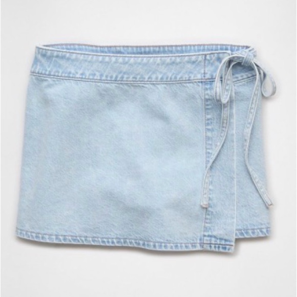 AE High-Waisted Asymmetrical Wrap Denim Skort